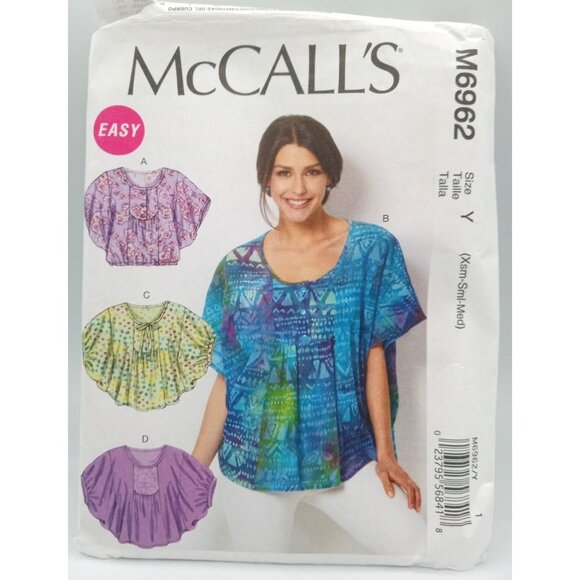 McCalls Pattern M6962 XSm Medium Large Misses Loose Fitting Pullover Top Uncut - Picture 1 of 2